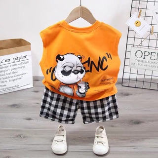 Bộ hè bé trai, bộ cotton bé trai mặc hè, bộ ba lỗ bé trai