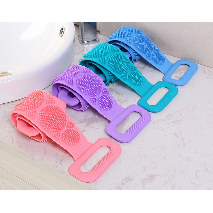 Dây Tắm Chà Lưng Silicon Dây Chà lưng Tắm 2 Mặt Massage, Dây chà lưng tắm 2 mặt silicone mềm siêu tiện lợi