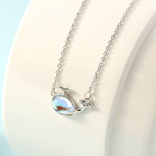 [Free Ship] Dây chuyền Bạc Ý Cá Voi Ngũ Sắc