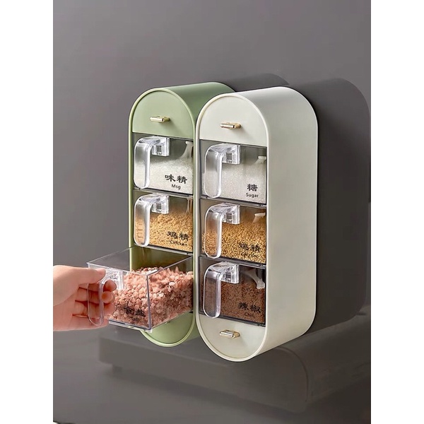 Hộp đựng gia vị nhiều ngăn treo tường