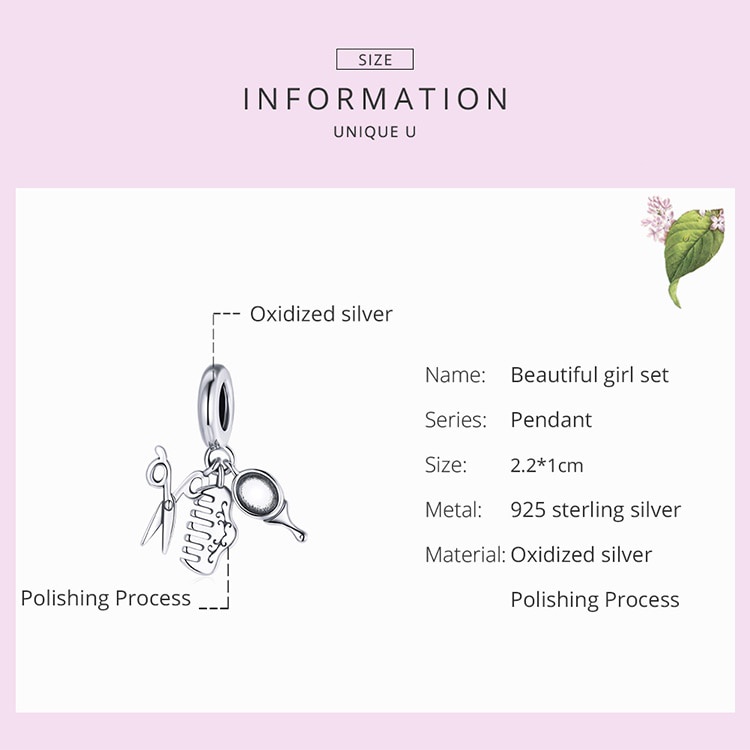 Hạt charm BAMOER SC1887 bạc 925 kiểu dụng cụ bếp độc đáo dùng làm vòng đeo tay DIY