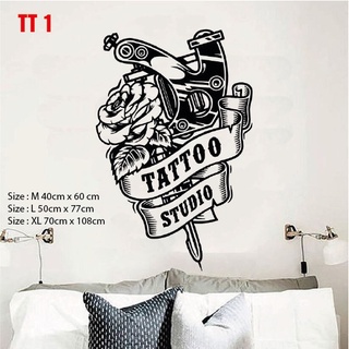 Decal in trang trí Tattoo Studio ( Nền trắng hình màu đen ), thu hút khách hàng, tạo điểm nhấn, tăng doanh thu  P1