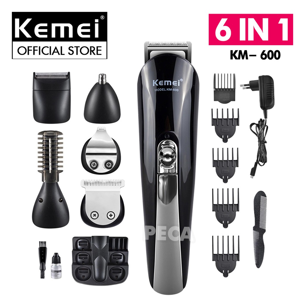 Ảnh Tông đơ tạo kiểu tóc đa chức năng 6 in 1 chính hãng Kemei KM-600 có thể cạo râu tỉa mũi tỉa mày... 2