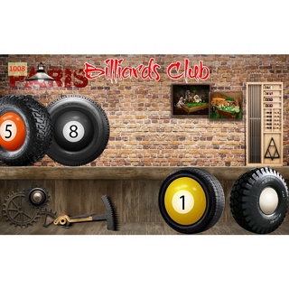 Tranh lụa dán tường Club bida, Billiards, Bi-a Tặng kèm keo và dụng cụ