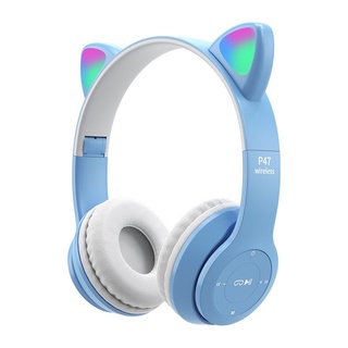Tai Nghe Bluetooth P47 mz47 Hình Tai Mèo Dễ Thương Kèm mic Tiêu Chuẩn deerlu01