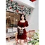 Váy Nhung Đỏ Đính Ngọc