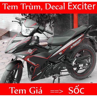 Tem trùm exciter 150 đen chỉ đỏ, độ team decal xe ex dán đời 2015-2020