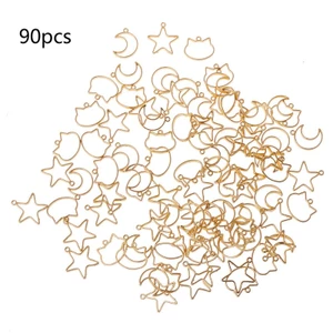 Yoo 90 Chiếc Bộ Rỗng Mở Lưng Viền Mặt Dây Cho DIY Móc Khóa Nhựa Trang Sức