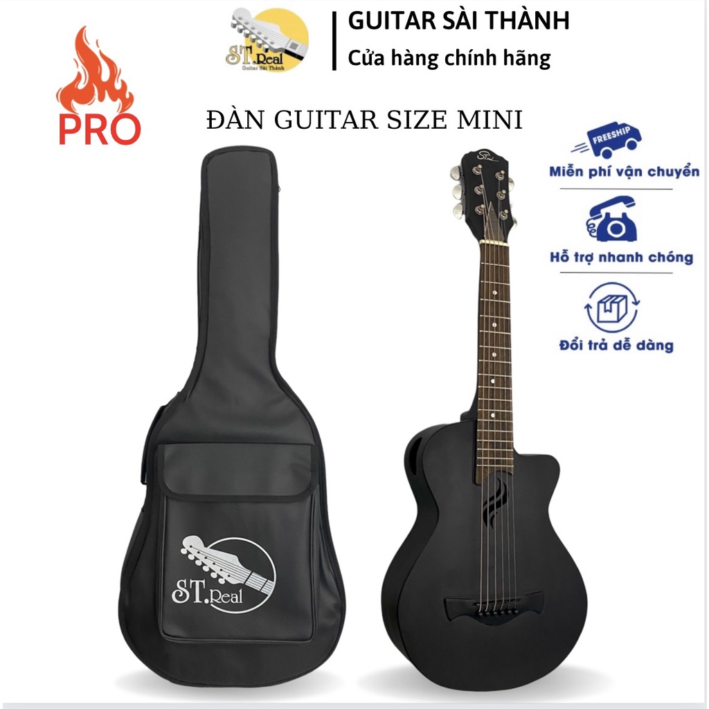 [MÃ giảm 40K]Đàn Guitar Mini Acoustic Mã Black DC-01 Chính Hãng ST.Real Guitar Sài Thành Kích Thước 80cm Size 1/2