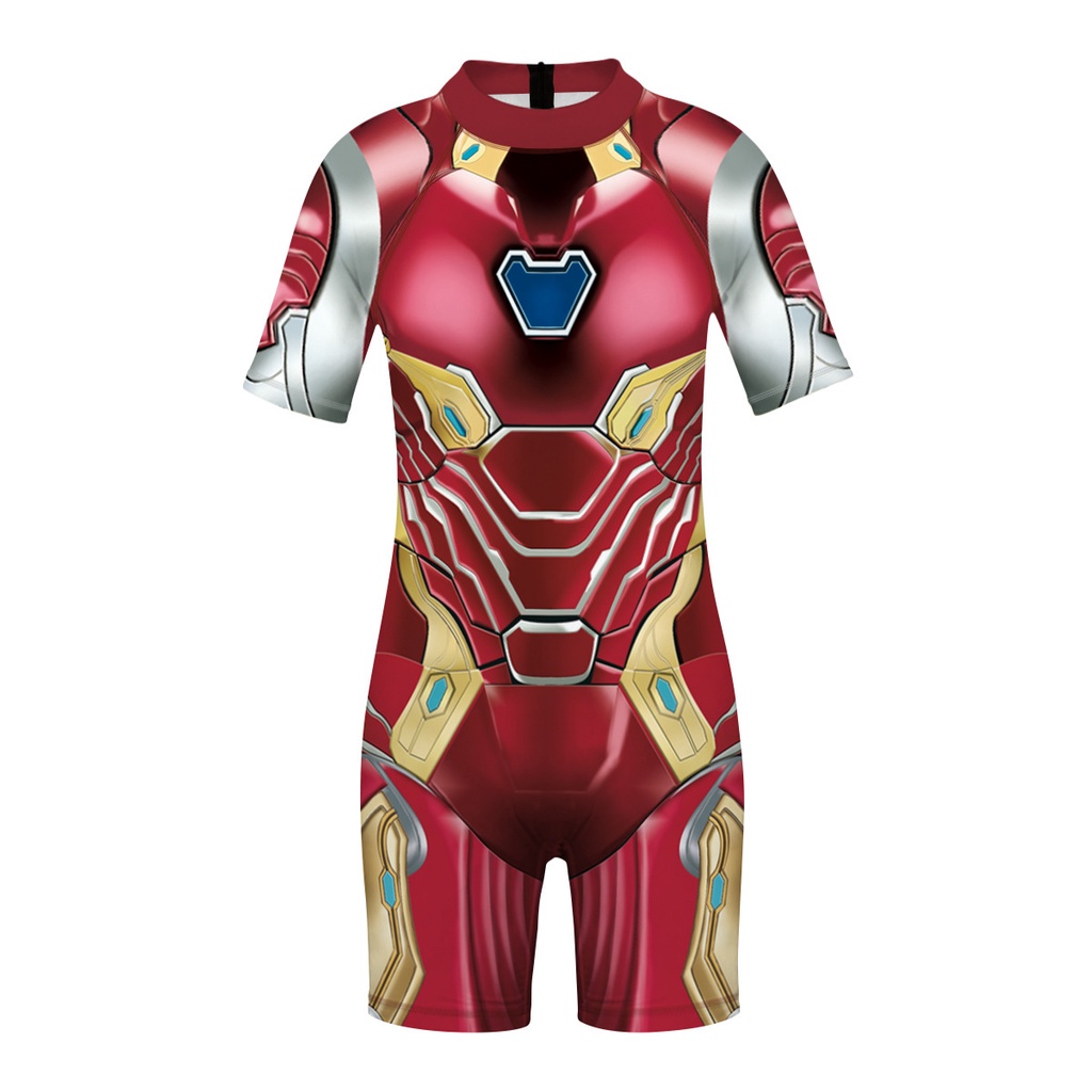 GN Spiderman Iron Man Captain America Đồ bơi tay ngắn Đồ bơi một mảnh Bộ đồ bơi trẻ em NG