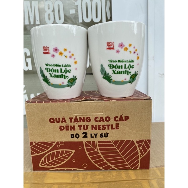 Bộ 2 ly sứ Donghwa hàng khuyến mãi Nestle