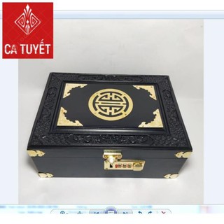 HỘP TRANG SỨC - HỘP ĐỰNG CON DẤU GỖ CAO CẤP CHẠM MẶT KHÓA MÃ SỐ LOẠI 1