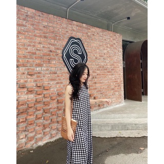Đầm caro cộc tay thiết kế Midi Dress Ma Vie