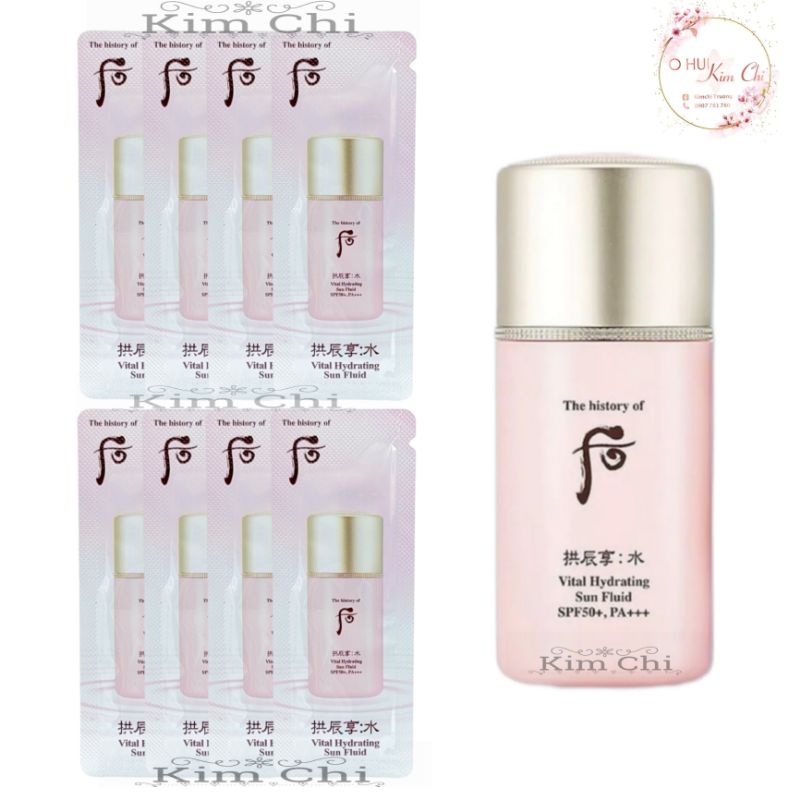 Combo 10 gói Sữa chống nắng kiềm dầu dưỡng da thế hệ mới whoo vital hydrating sun fluid spf50+, pa+++