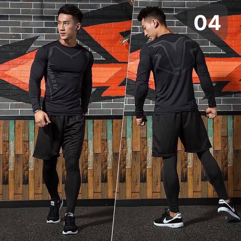 Bộ quần áo giữ nhiệt body procombat,chất thun polyester elastane mềm mịn,giữ ấm tập gym,chạy bộ thể thao 3 in1