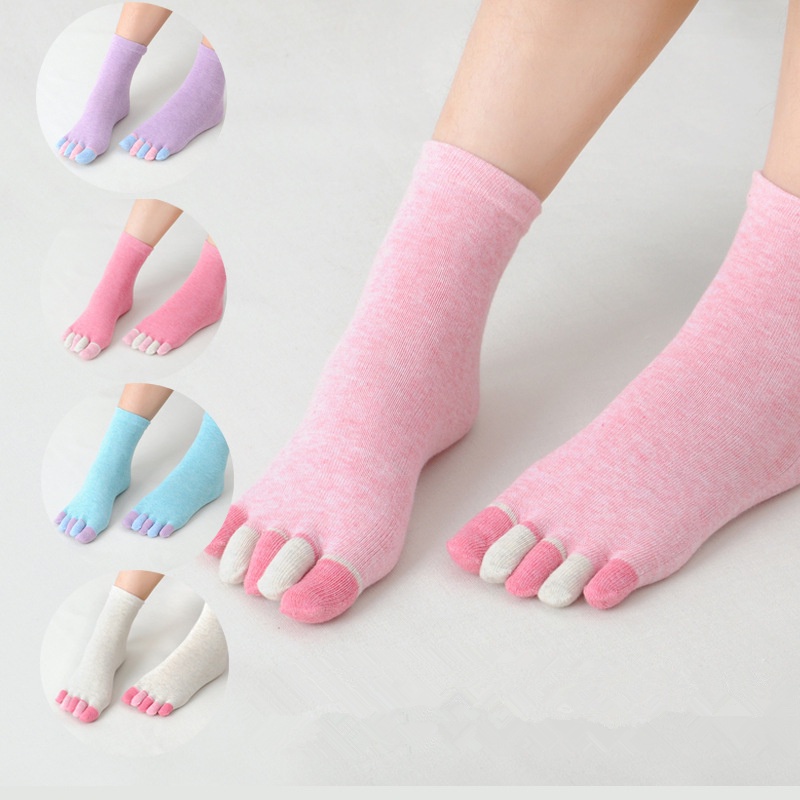 3 Đôi Tất Cotton Năm Ngón Chân Thời Trang 5 Ngón Chân Thoáng Khí Đến Mắt Cá Chân