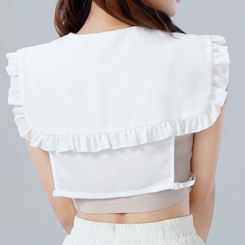 Dasbsug Phụ Nữ Nhật Bản Cô Gái Gothic Cho Búp Bê Có Thể Tháo Rời Giả Cổ Xếp Ly Xù Ve Áo Khăn Choàng Quấn Vai Swee