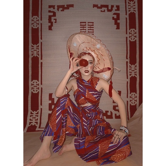 Jum Thổ Cẩm Nhiệt Đới vintage thời trang nữ