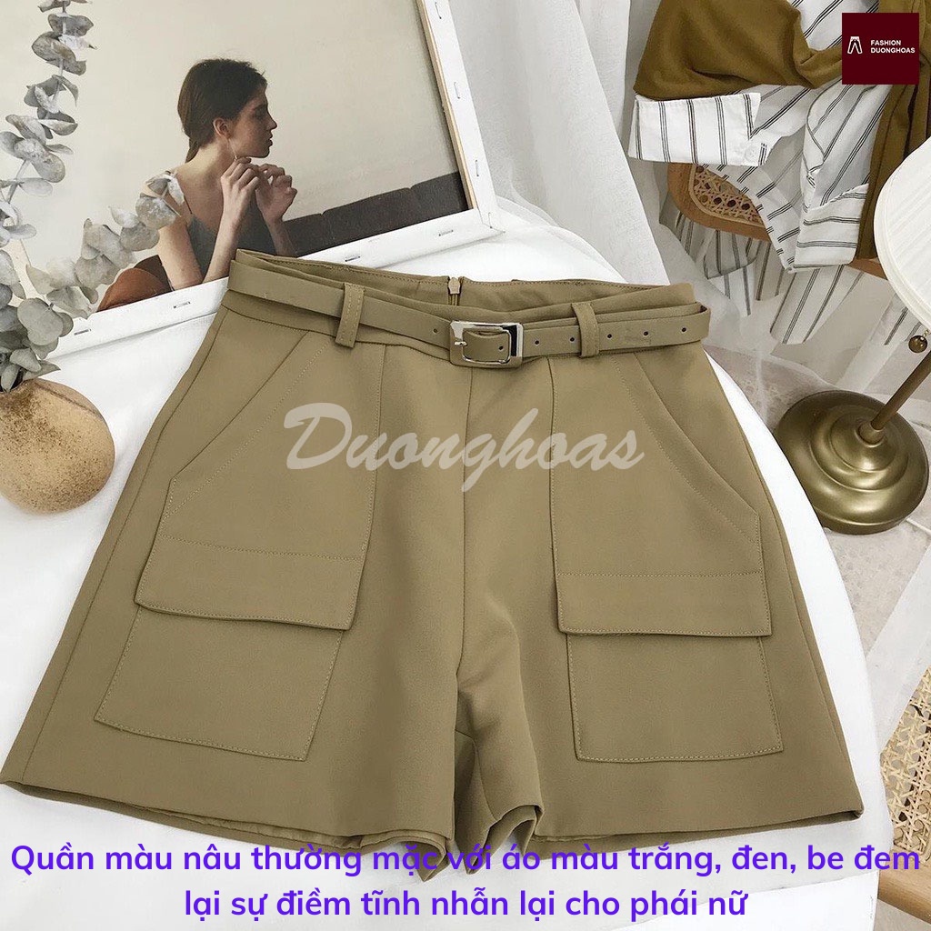 Quần short nữ cạp cao túi nắp không kèm đai 1 lớp mẫu mới siêu đẹp 2024