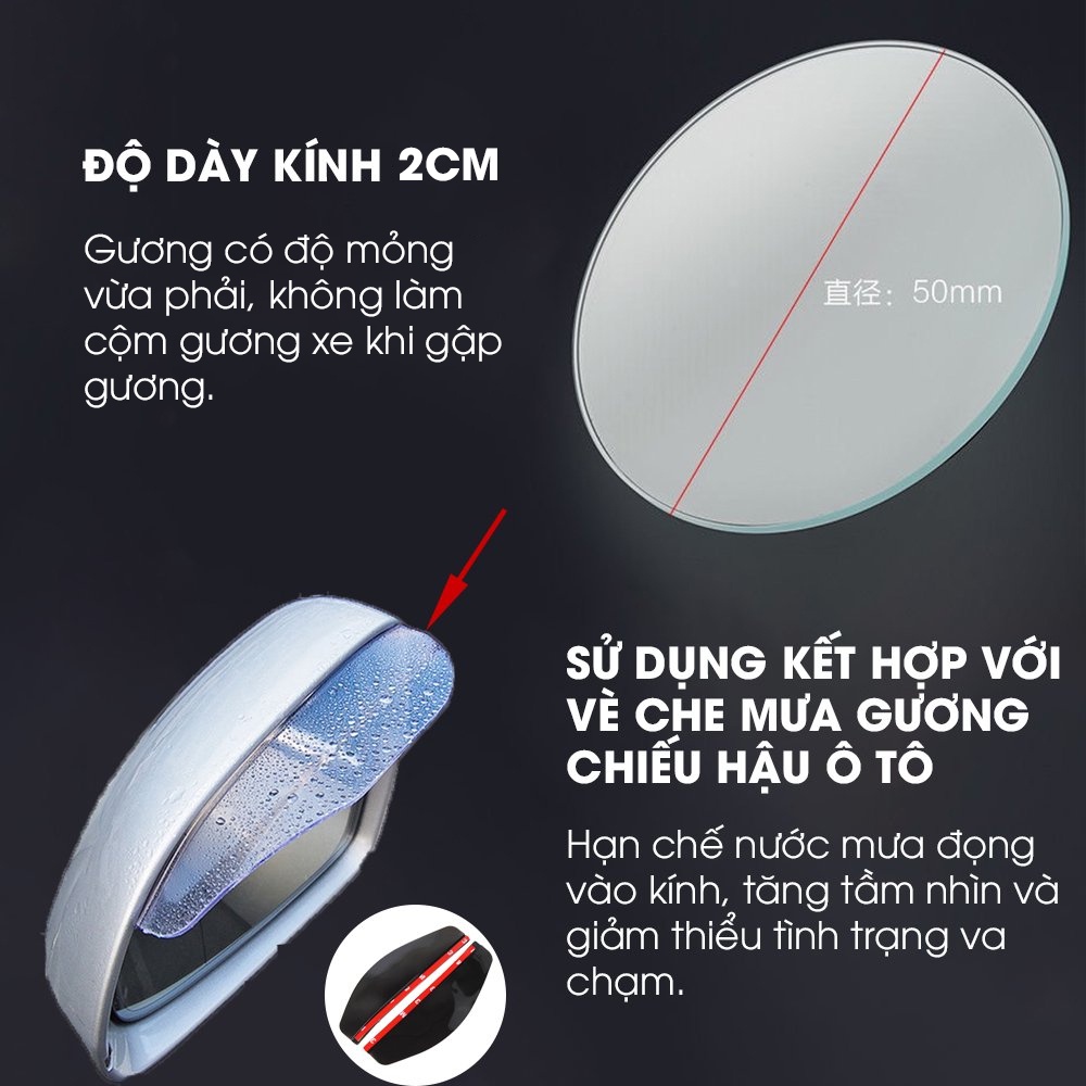 Mô tả Gương Cầu Lồi ô tô cao cấp Tâm Luân gắn kính chiếu hậu, không viền, xóa điểm mù - 5