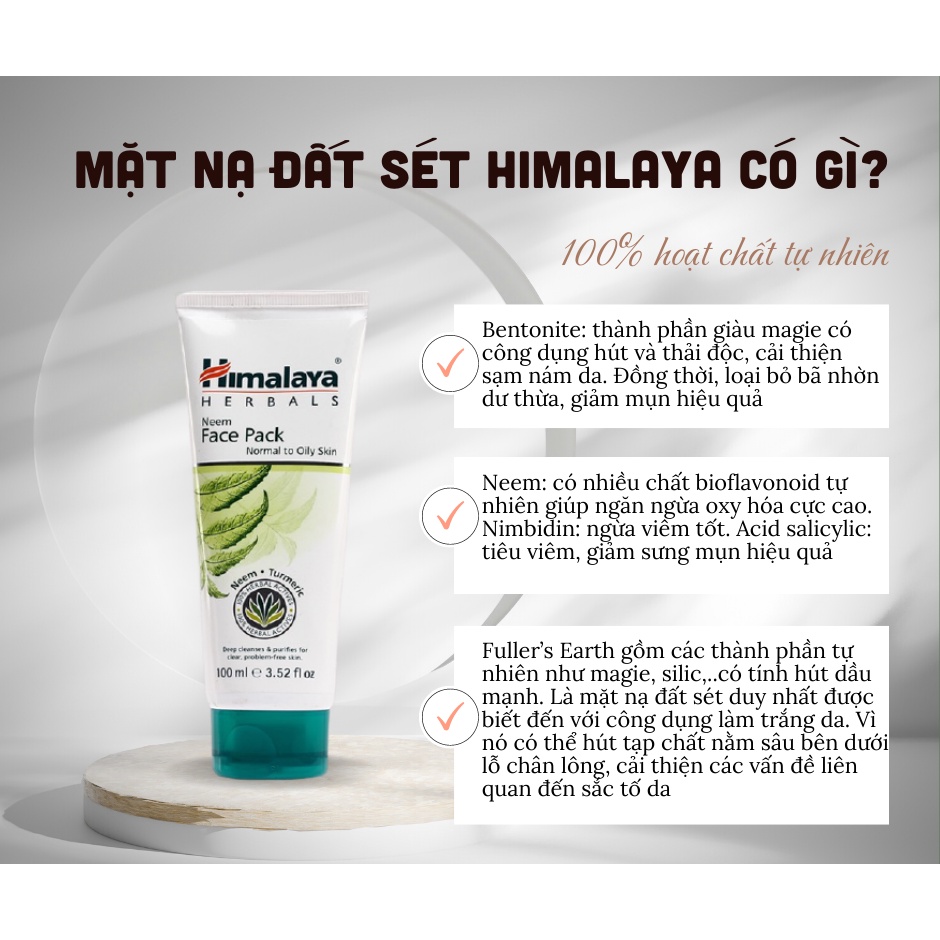 Ảnh Mặt nạ đất sét kiềm dầu giảm mụn chăm sóc lỗ chân lông từ lá neem Himalaya Neem Face Pack 100ml 4
