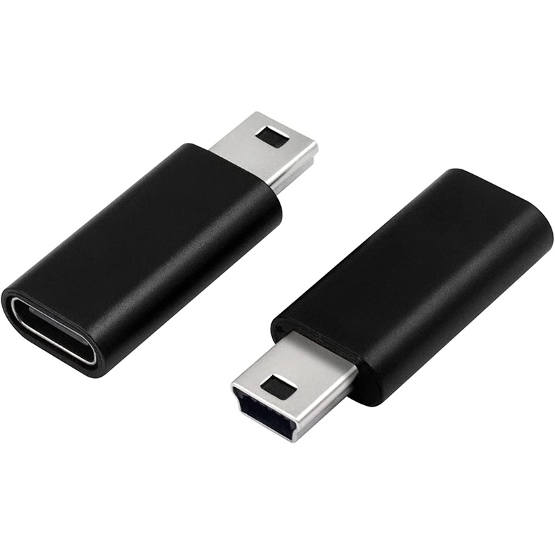 USB C sang Mini USB 2.0 Adapter Loại C Nữ sang Mini USB Nam Chuyển Đổi Adapter Cho GoPro MP3 Người Chơi Dash Cam, Đen