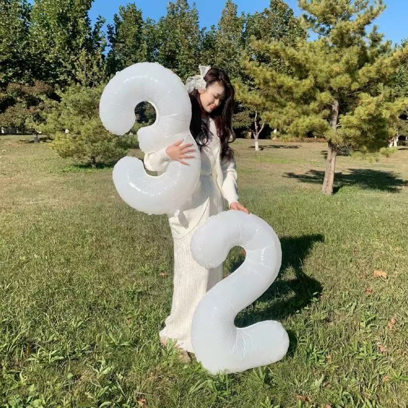 Bóng số sinh nhật size đại 80cm màu trắng, đen, vàng, bạc, hồng trang trí chụp ảnh sinh nhật - K193