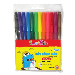 Bút lông màu Smartkids WM01 12 màu tô Dành cho bé từ 4 tuổi - 10 tuổi. Màu sắc tươi sáng, cường độ màu cao, bền màu