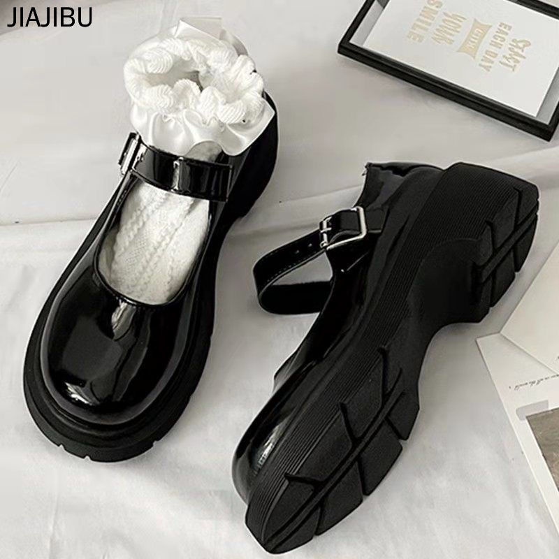 35-44 giày đi học cao gót màu đen đồng phục sinh viên giày giày nữ thời trang 44 Size Fashion Korean Style Mary Jane Small Leather Shoes for Girls 41 Japanese Cute Lolita Single Shoes 43 British JK Uniform Plus Size High Heel Platform Mary Jane Shoes 42