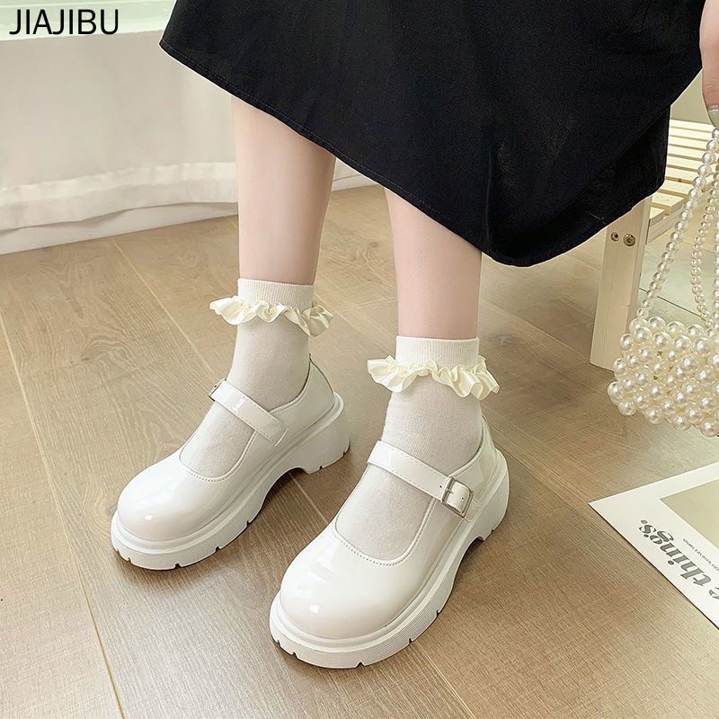 Size 35-44 Giày đồng Phục JK Nhật Bản Giày Lolita Mũi Tròn Màu Đen Korean Fashion Platform Mary Jane Shoes Black High Heel School Shoes for Teenage Girls Round Toe Doll Shoes Cute Princess Shoes Giày Khiêu Vũ Giày Eva Giày Da đế Mềm