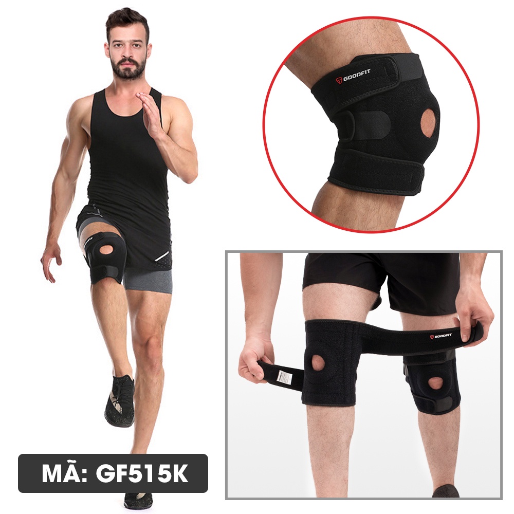 Bó gối thể thao, đai bảo vệ đầu gối GoodFit điều chỉnh dễ dàng, hỗ trợ tập luyện thể dục thể thao