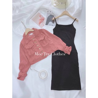🎀SET 2 MÓN🎀 Đầm Hai Dây Mix Áo Khoác Hồng Siêu Xinh, Set Áo Váy Dáng Dài Dự Tiệc