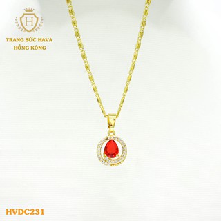 Dây Chuyền, Vòng Cổ Nữ Mặt Đính Đá, Titan Xi Mạ Vàng Non 24k Cao Cấp - Trang Sức Hava Hong Kong