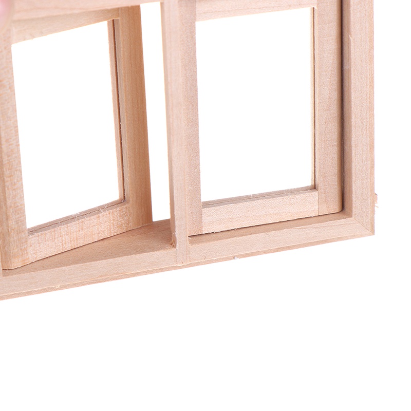 Bộ 2 Khung Cửa Sổ Bằng Gỗ Tỉ Lệ 1 / 12 Trang Trí Nhà Búp Bê