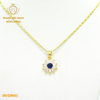 Dây Chuyền, Vòng Cổ Nữ Mặt Đính Đá Đỏ Xi Mạ Vàng Non Cao Cấp - Trang Sức Hava Hong Kong - HVDN01