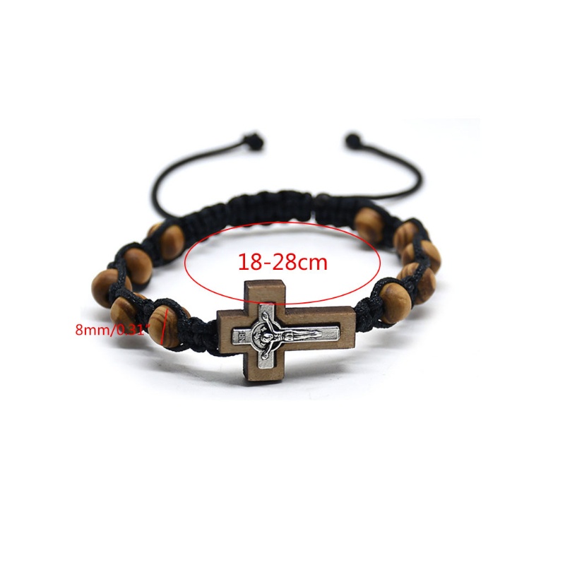 Vòng tay chuỗi hạt bằng gỗ thông tự nhiên hình cây thánh giá