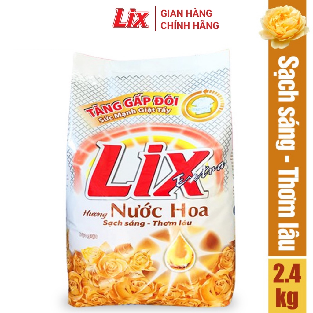 Ảnh Bột giặt Lix Extra hương nước hoa 2,4Kg EH030 tăng gấp đôi sức mạnh giúp quần áo sạch thơm lâu cho giặt tay và máy 2