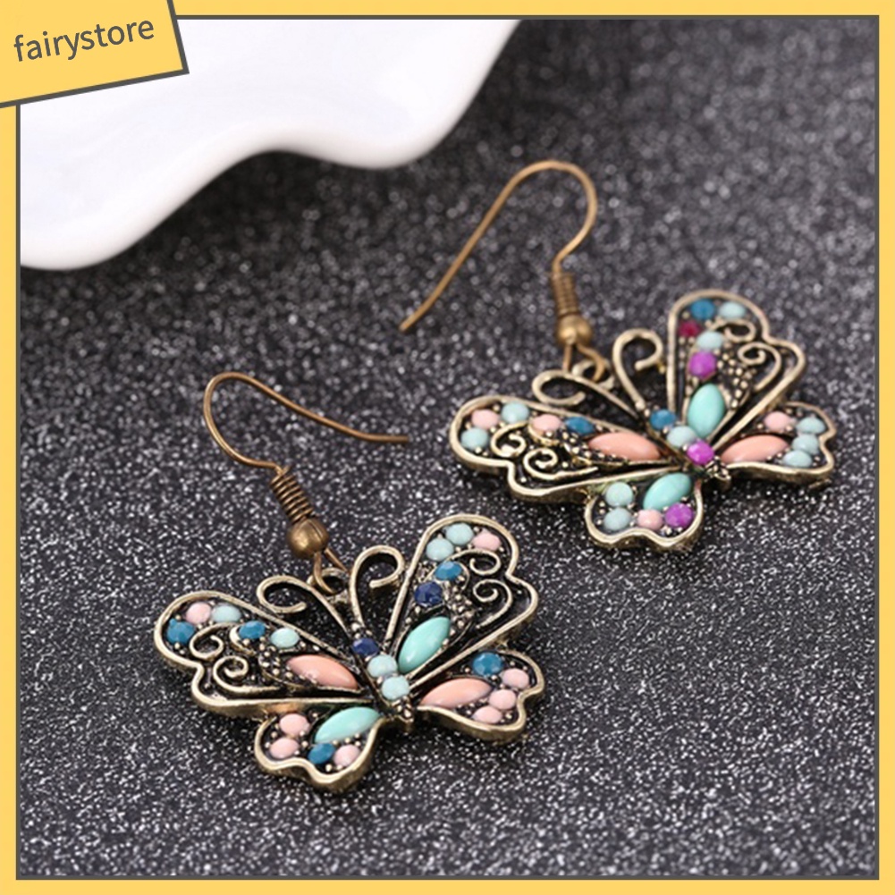 Bông tai thiết kế họa tiết bướm/chuồn chuồn phong cách bohemian sành điệu
