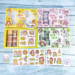 Sticker cute hình dán sổ tay mũ bảo hiểm washi tape dụng cụ bullet journal combo nhãn dán TIMO WS5