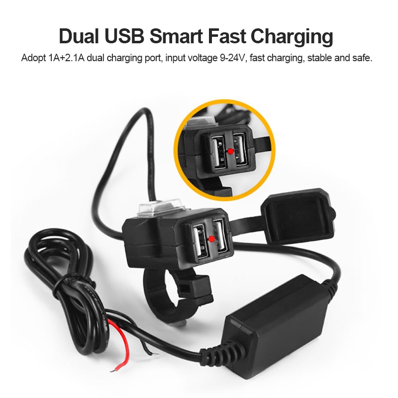 SEAMETAL Bộ sạc điện thoại hai cổng USB 12v chống nước tiện dụng cho xe máy
