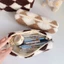 Hộp đựng bút, túi đựng bút lông xù caro tròn KT 23*8cm