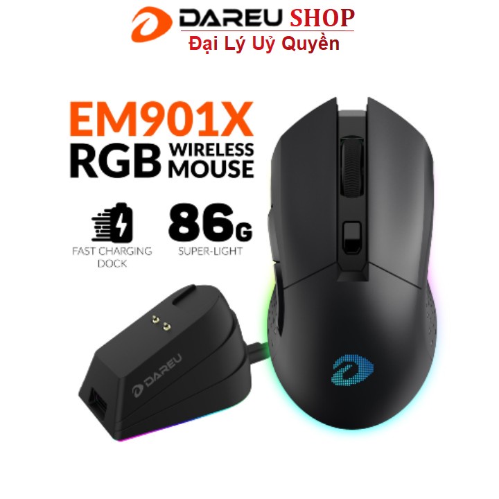 Chuột không dây Dareu EM901X RGB Black / Pink / Blue White Superlight ...