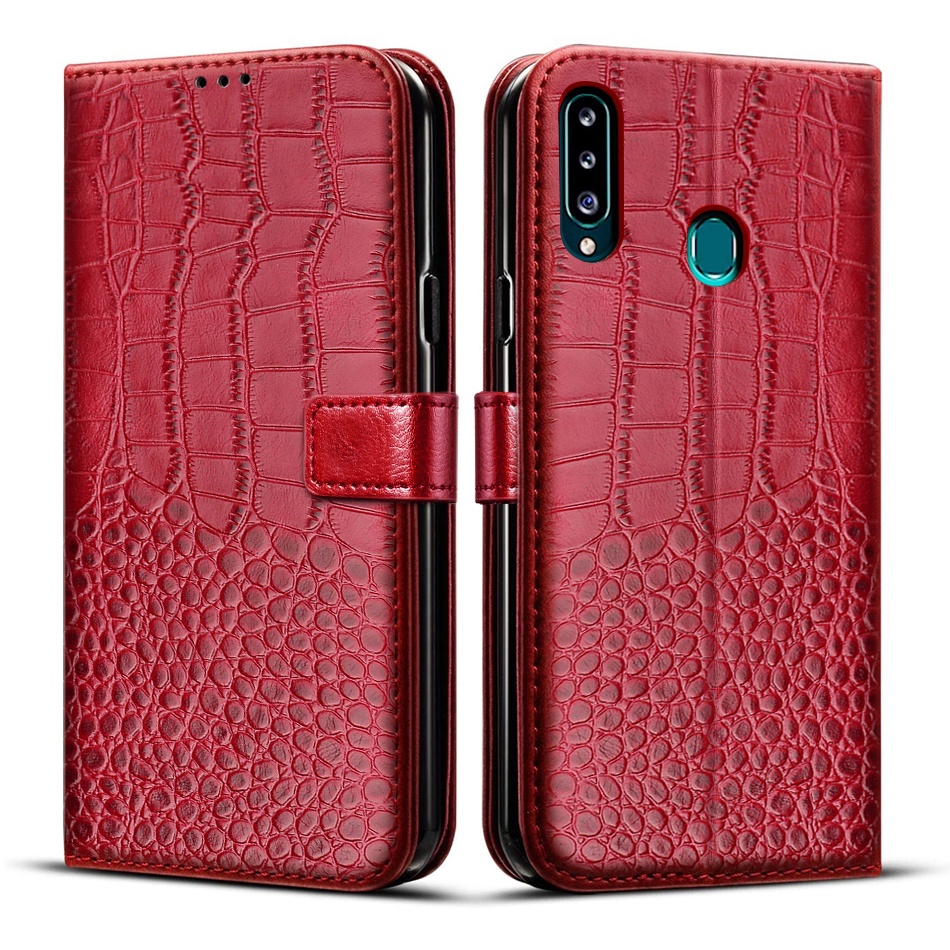 Bao Da Điện Thoại Nắp Lật Từ Tính Có Ngăn Đựng Thẻ Tích Hợp Giá Đỡ Cho Samsung Galary A20s SM-A207F A207