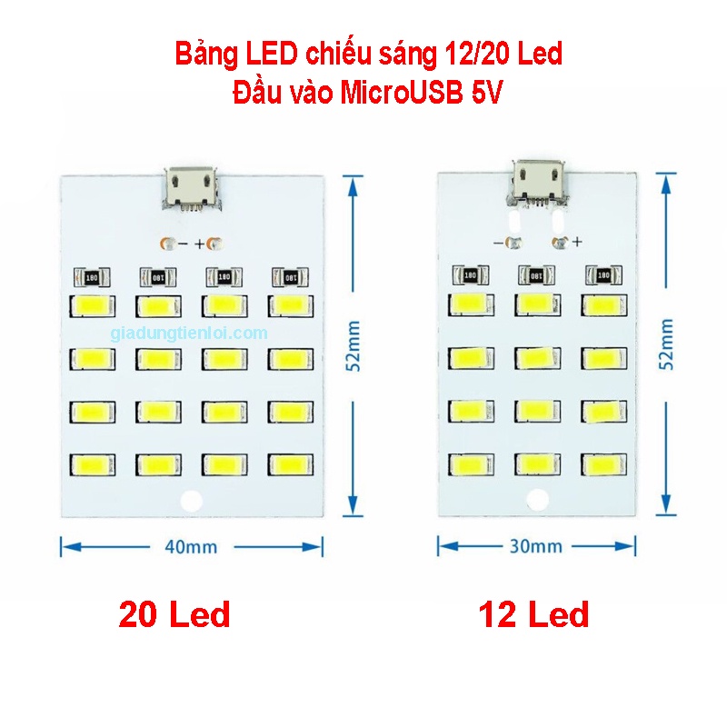 Bảng LED chiếu sáng 12/20 Led đầu vào MicroUSB 5V | Shopee Việt Nam