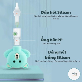 Máy hút mũi cho bé Ehome đầu silicone - dụng cụ làm sạch mũi cho trẻ sơ sinh, an toàn, hình gấu xinh