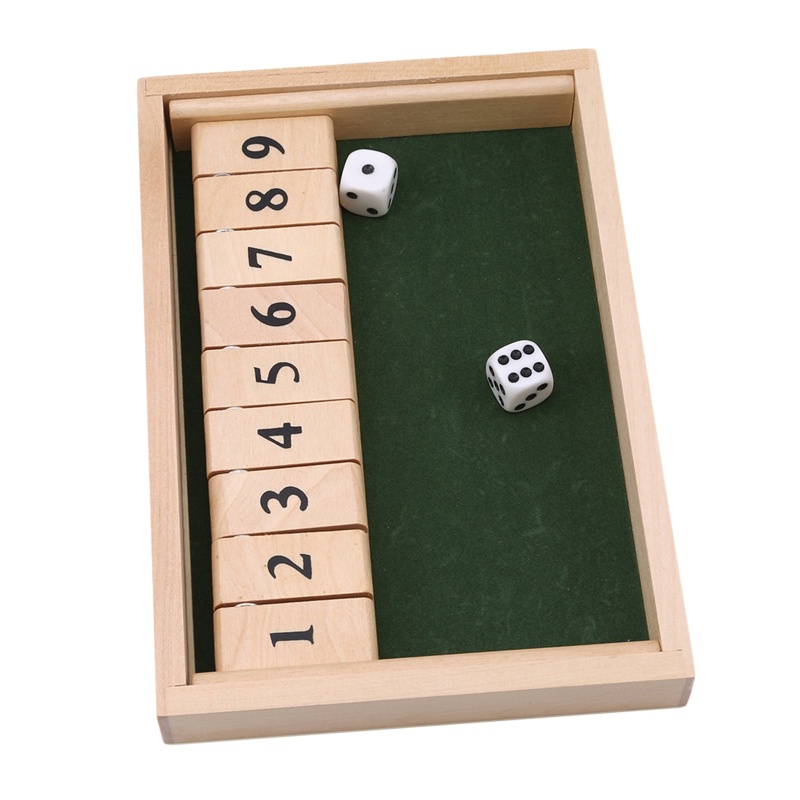 Đồ chơi board game học toán Shut The Box bằng gỗ với 2 xúc xắc và 9 khối chữ số cho bé
