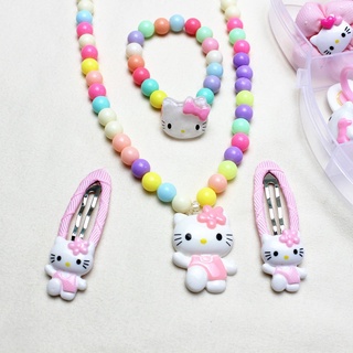 Set trang sức vòng cổ/ vòng tay/ dây chuyền hình mèo KT dễ thương làm quà tặng giáng sinh cho bé gái