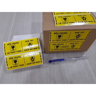 [Hỏa Tốc] ⚡ Combo 100 Tem Decal Dán Hàng Thủy Tinh Dễ Vỡ Xin Nhẹ Tay Kích Thước 10,3x4cm