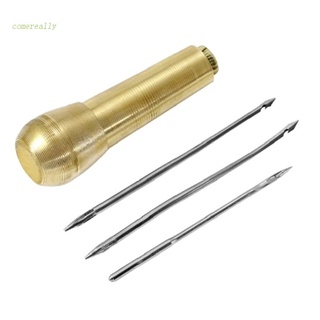 Comereally Bộ 4 Kim Khâu Giày Da Canvas Awl Taper Với Tay Cầm Kim Loại DIY Repa