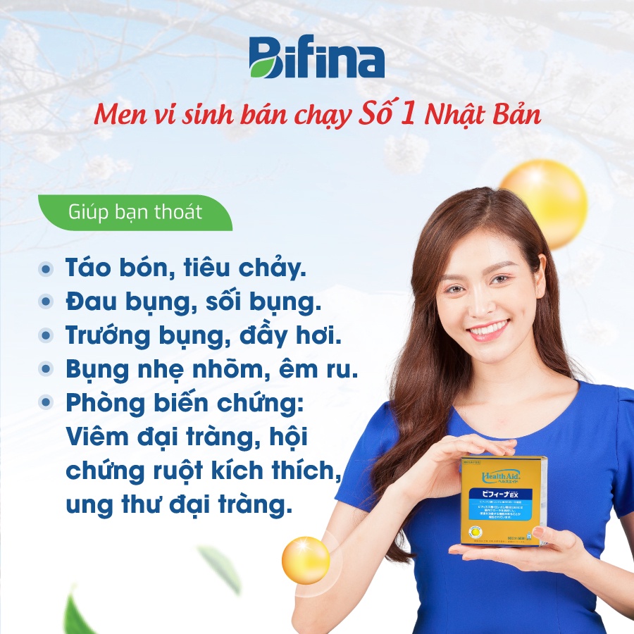 Mô tả Men vi sinh Bifina Nhật Bản - Loại EX 30 và R 20 gói - Thoát ngay đau bụng, sôi bụng - 1